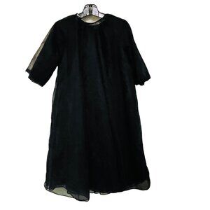 Vintage Fantasy Lingerie Black Sheer Nightgown 2 Piece Dress Medium 38" A Line 1